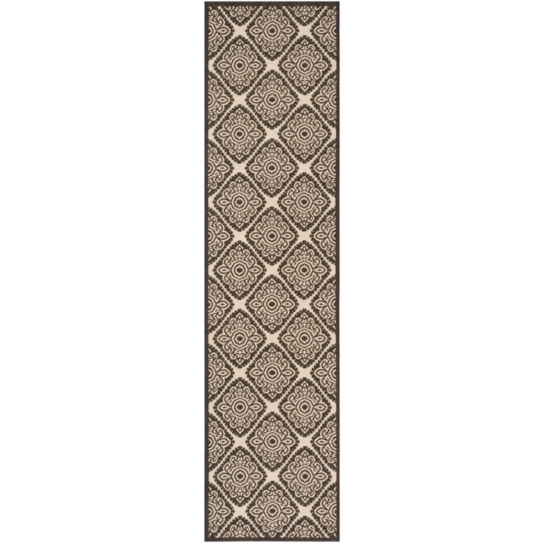 SAFAVIEH Outdoor LND132U Linden Collection Creme / Brown Rug Image 6