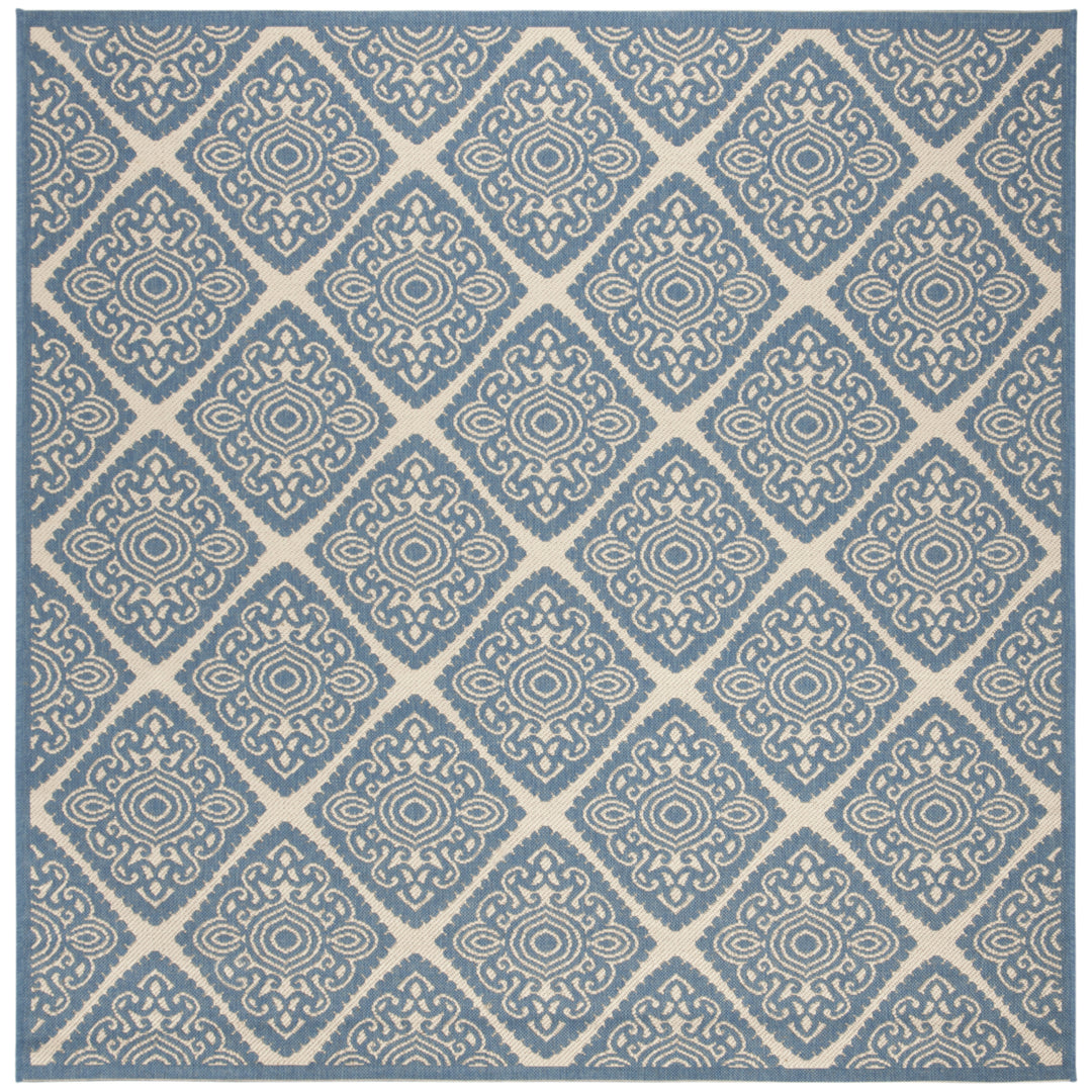 SAFAVIEH Outdoor LND132N Linden Collection Cream / Blue Rug Image 7