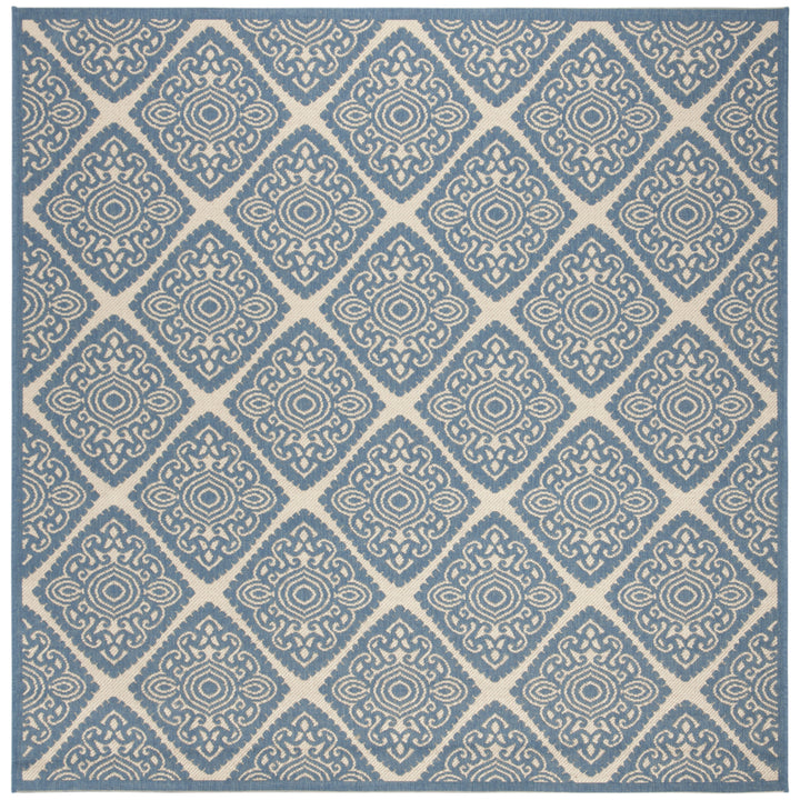 SAFAVIEH Outdoor LND132N Linden Collection Cream / Blue Rug Image 7