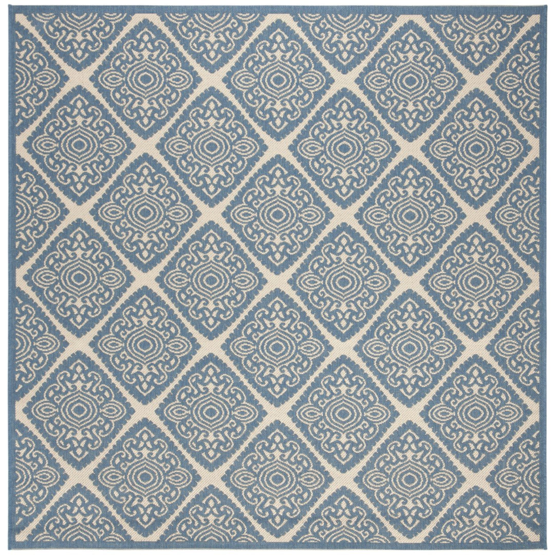 SAFAVIEH Outdoor LND132N Linden Collection Cream / Blue Rug Image 1