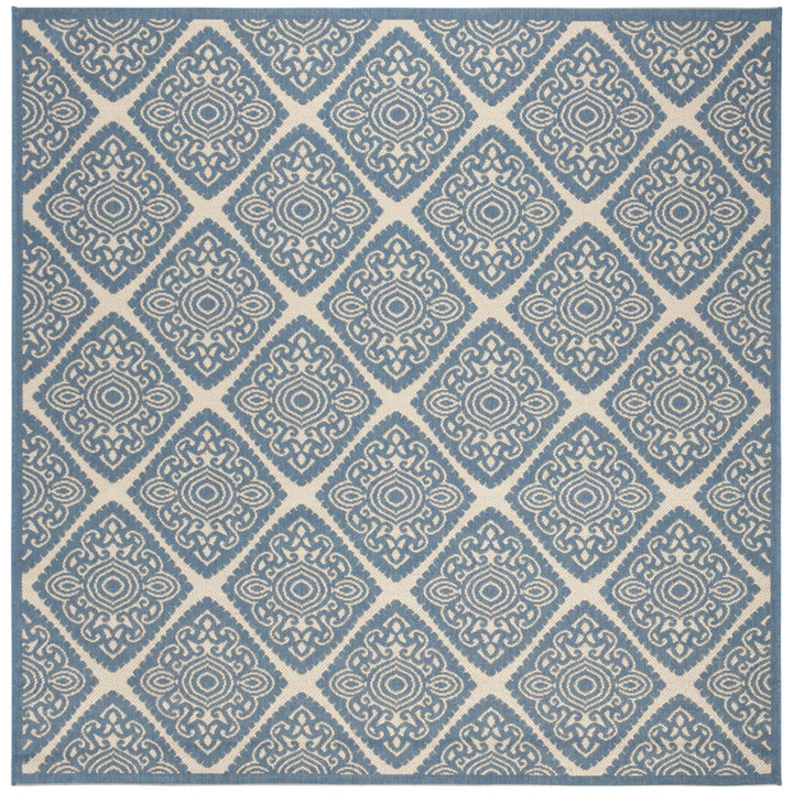 SAFAVIEH Outdoor LND132N Linden Collection Cream / Blue Rug Image 1