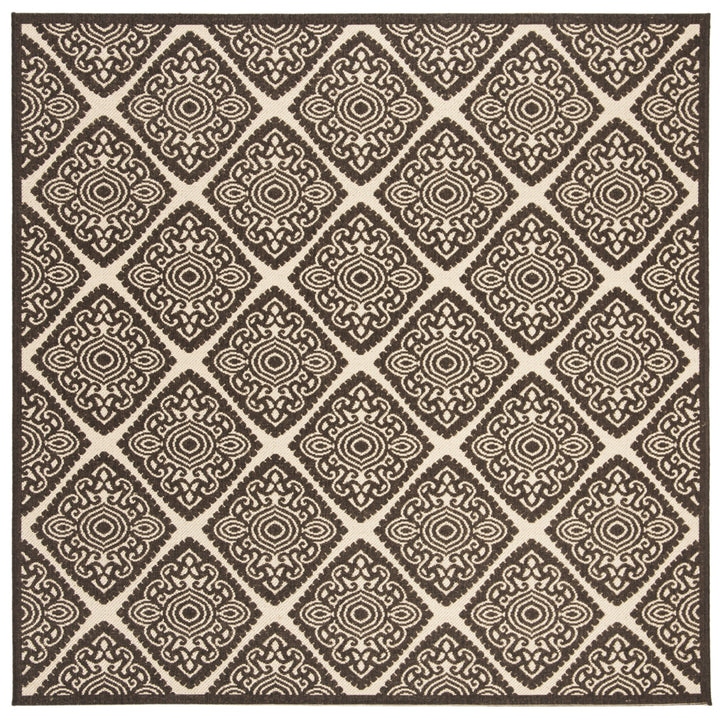 SAFAVIEH Outdoor LND132U Linden Collection Creme / Brown Rug Image 7