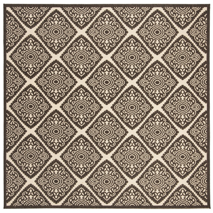 SAFAVIEH Outdoor LND132U Linden Collection Creme / Brown Rug Image 1