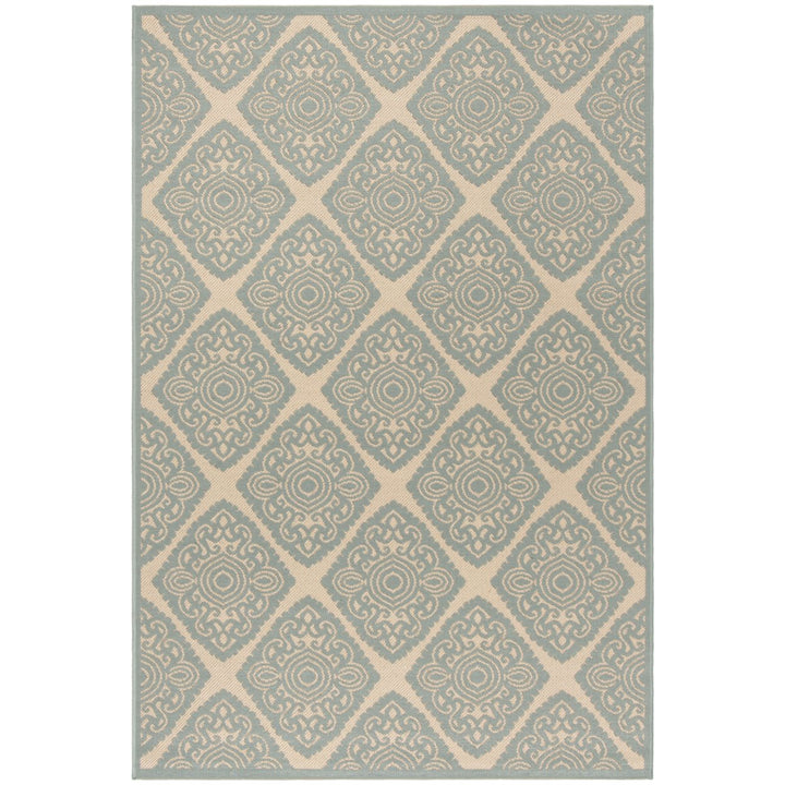 SAFAVIEH Outdoor LND132L Linden Collection Cream / Aqua Rug Image 10