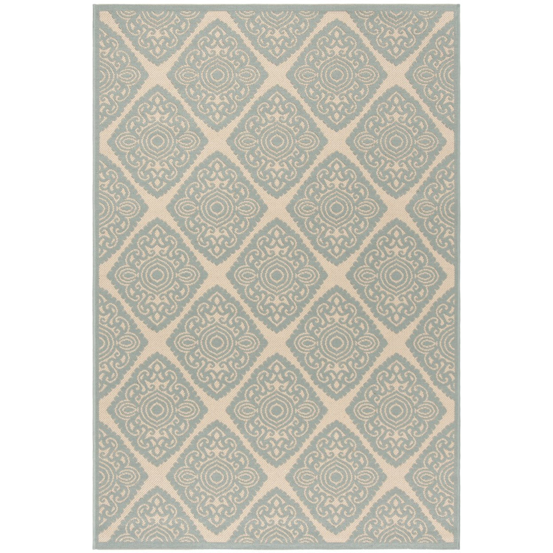 SAFAVIEH Outdoor LND132L Linden Collection Cream / Aqua Rug Image 1