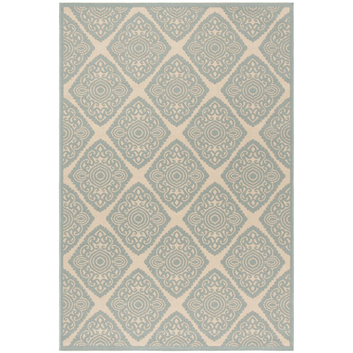 SAFAVIEH Outdoor LND132L Linden Collection Cream / Aqua Rug Image 1