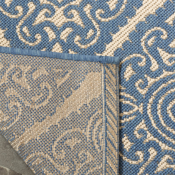 SAFAVIEH Outdoor LND132N Linden Collection Cream / Blue Rug Image 9