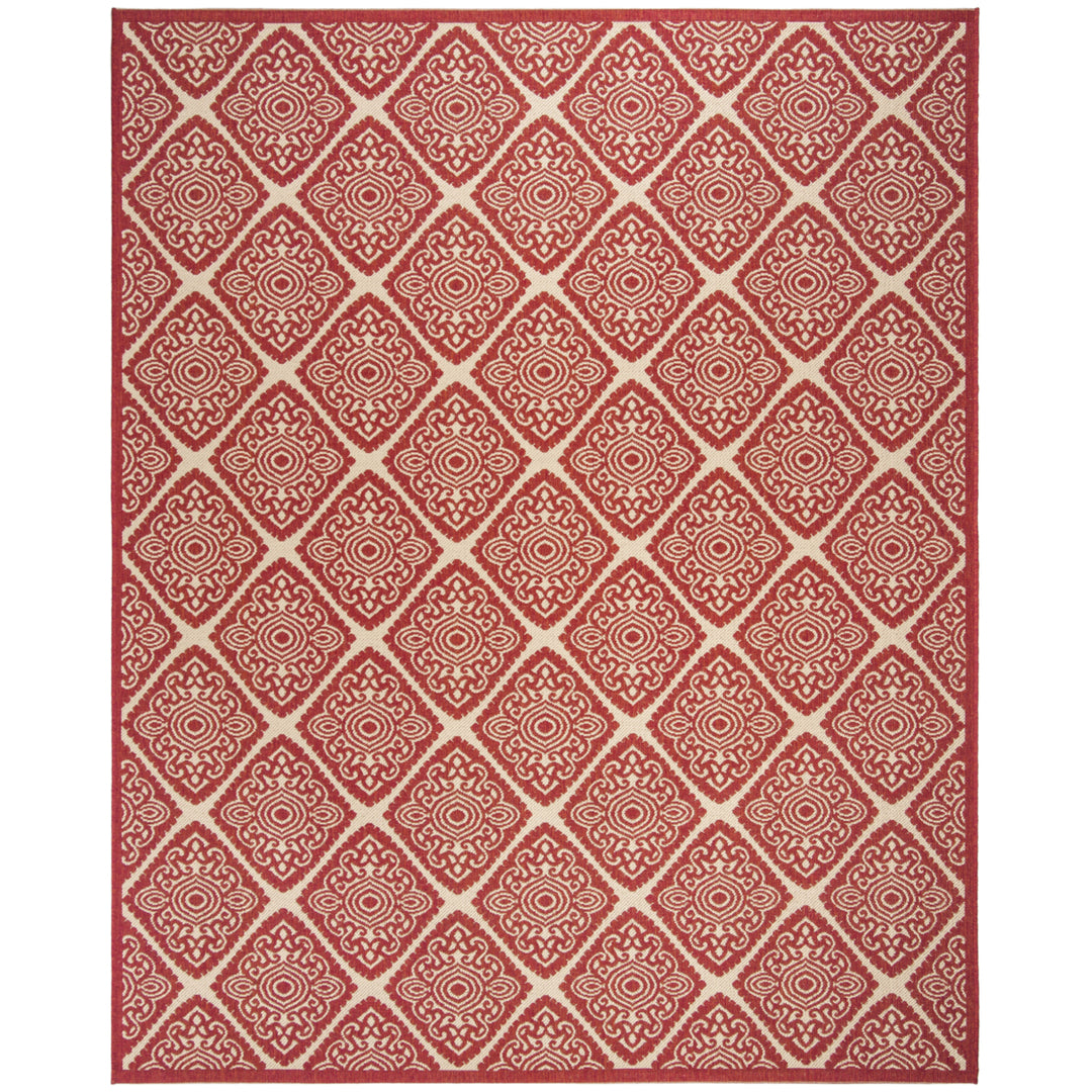 SAFAVIEH Outdoor LND132Q Linden Collection Red / Creme Rug Image 4