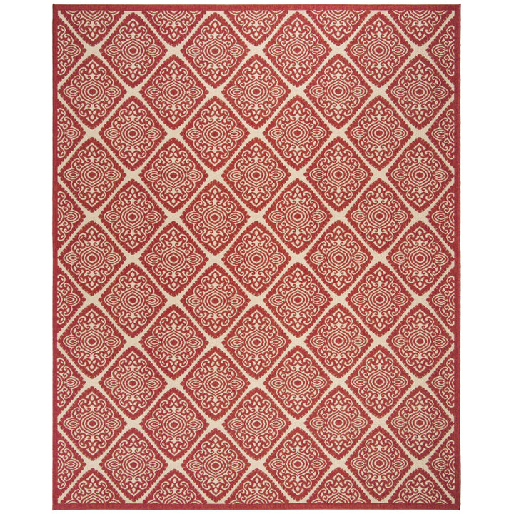 SAFAVIEH Outdoor LND132Q Linden Collection Red / Creme Rug Image 4