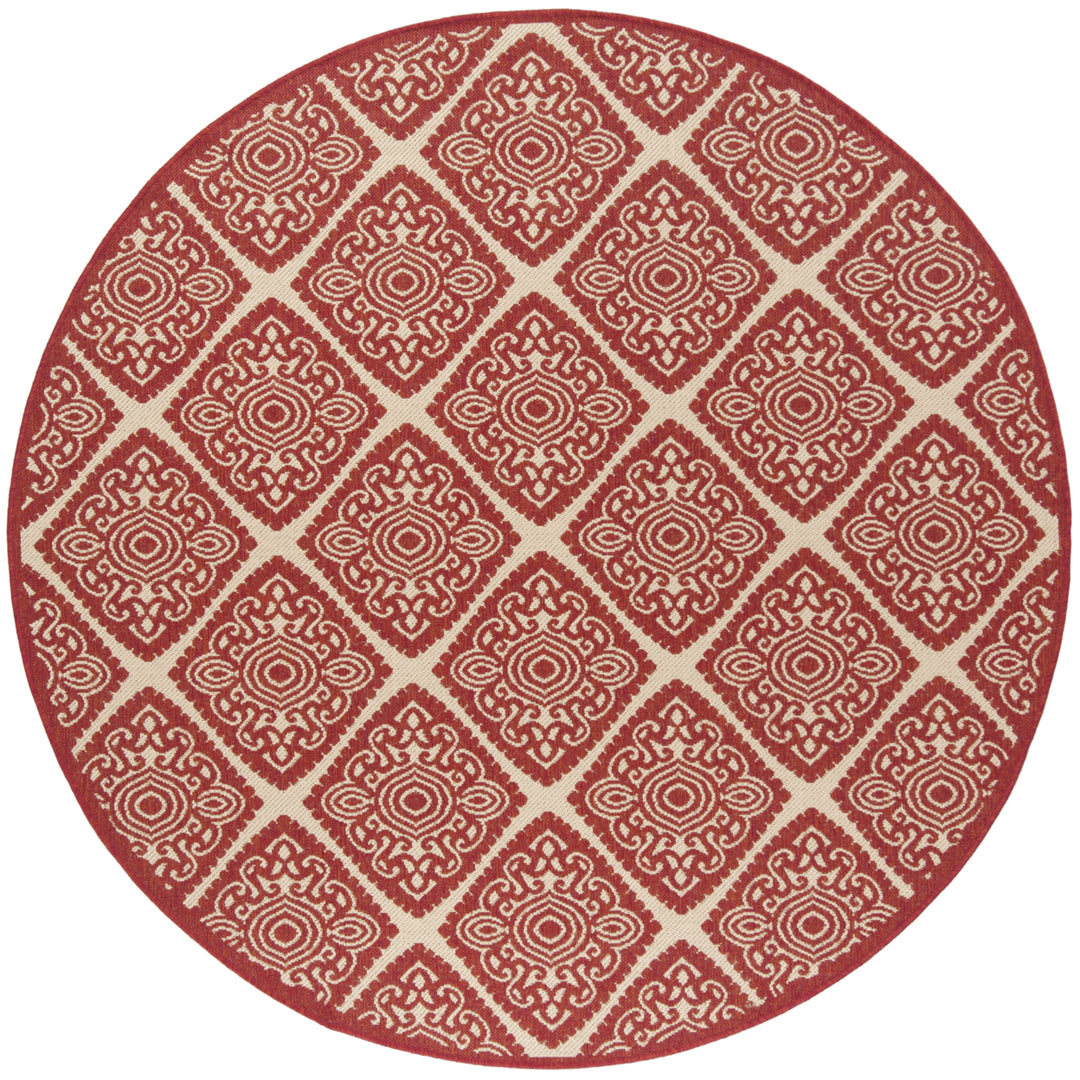 SAFAVIEH Outdoor LND132Q Linden Collection Red / Creme Rug Image 5