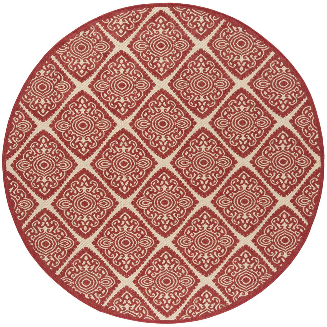 SAFAVIEH Outdoor LND132Q Linden Collection Red / Creme Rug Image 1