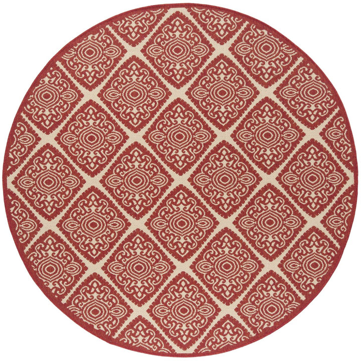 SAFAVIEH Outdoor LND132Q Linden Collection Red / Creme Rug Image 1