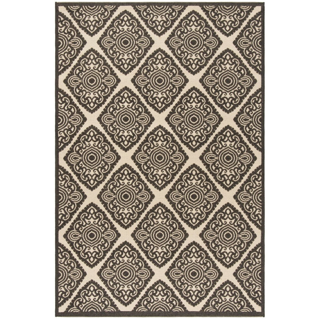 SAFAVIEH Outdoor LND132U Linden Collection Creme / Brown Rug Image 10