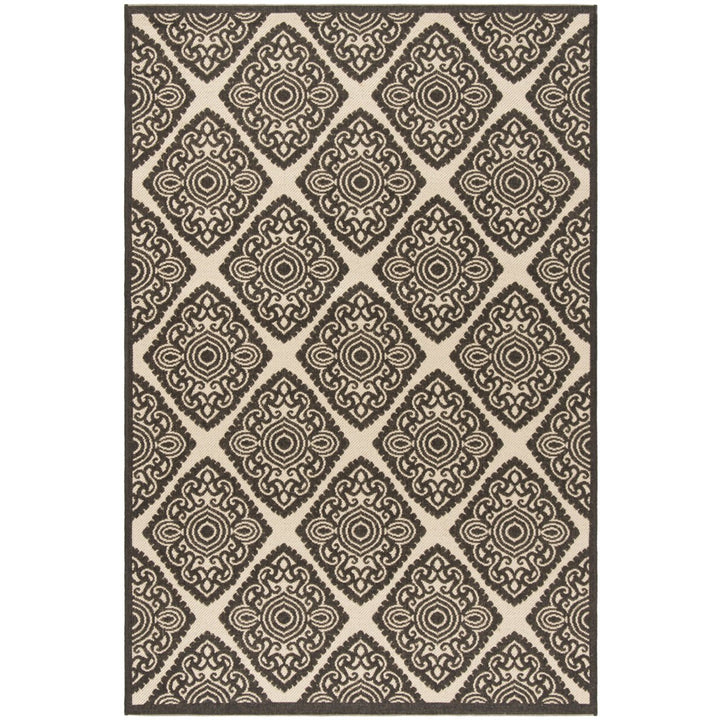 SAFAVIEH Outdoor LND132U Linden Collection Creme / Brown Rug Image 10