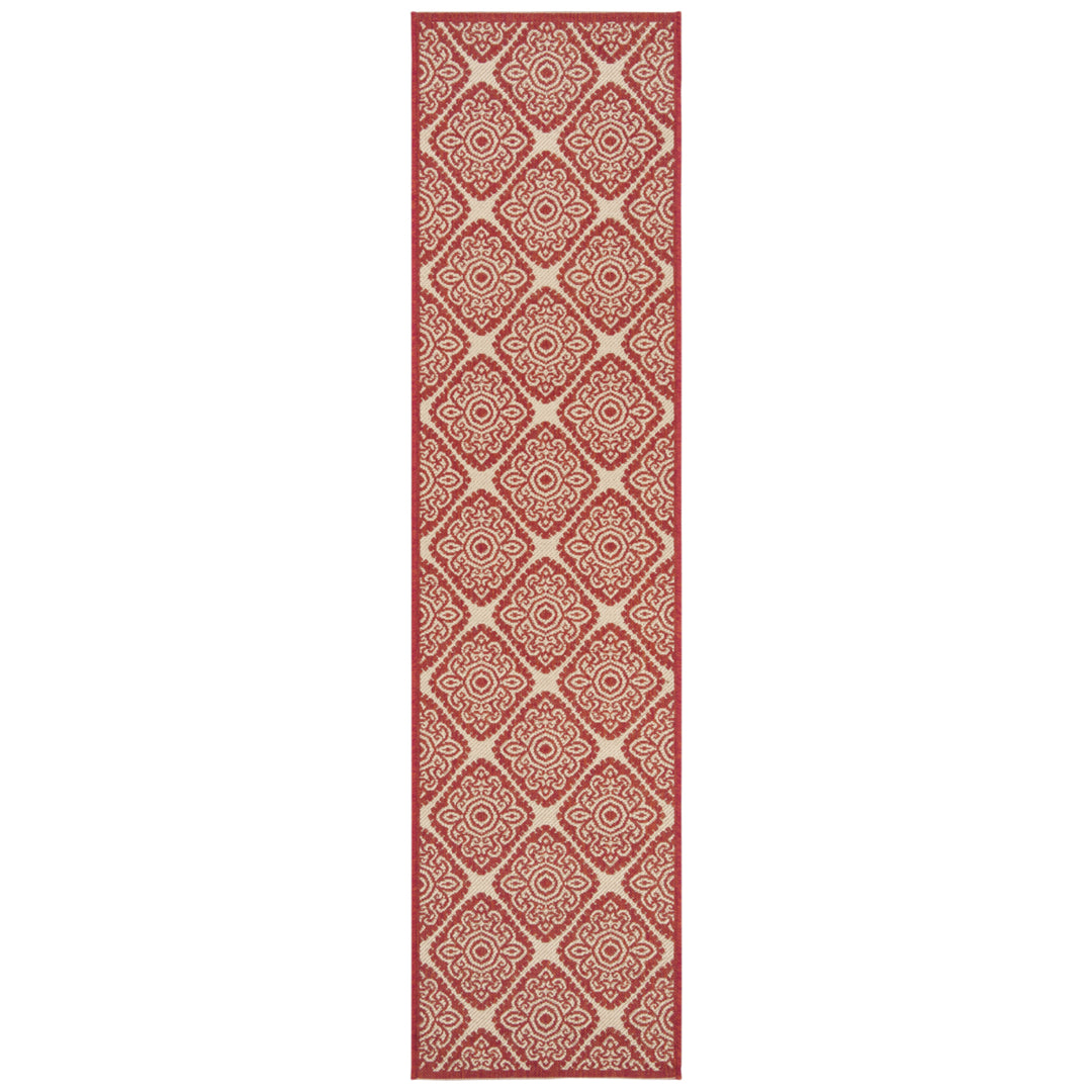 SAFAVIEH Outdoor LND132Q Linden Collection Red / Creme Rug Image 6