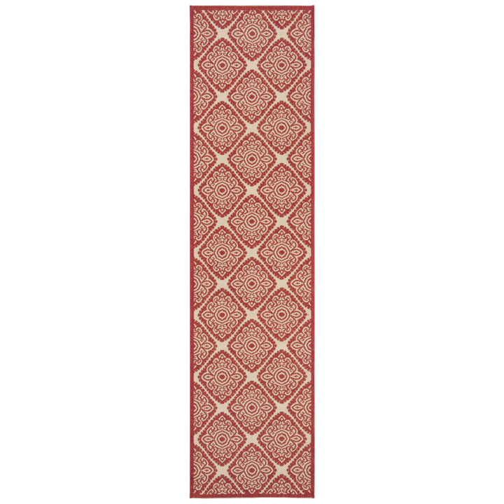 SAFAVIEH Outdoor LND132Q Linden Collection Red / Creme Rug Image 6