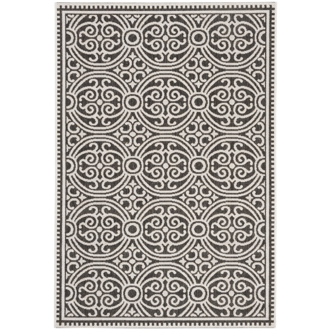 SAFAVIEH Outdoor LND134A Linden Light Grey / Charcoal Rug Image 3