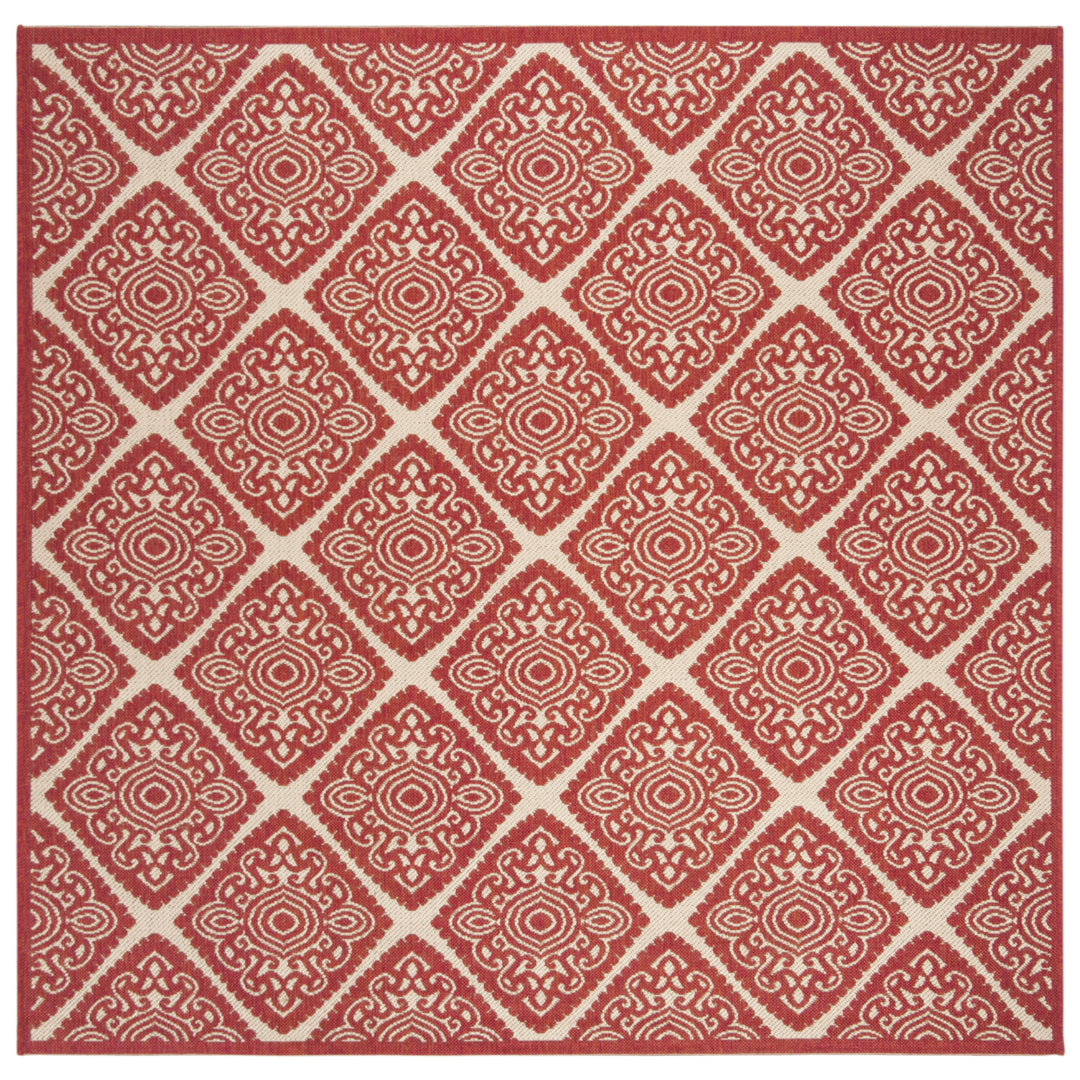 SAFAVIEH Outdoor LND132Q Linden Collection Red / Creme Rug Image 7