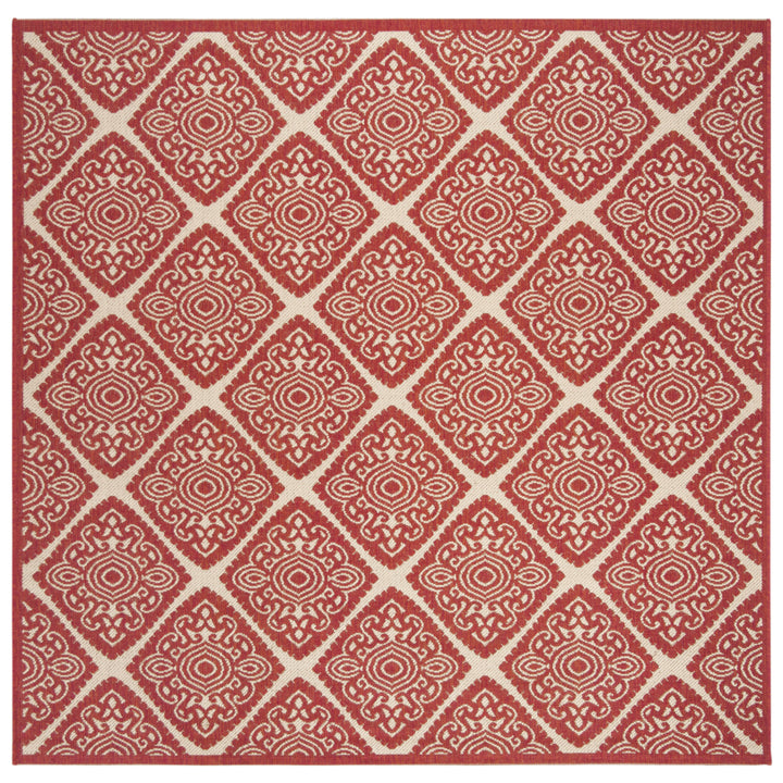 SAFAVIEH Outdoor LND132Q Linden Collection Red / Creme Rug Image 7