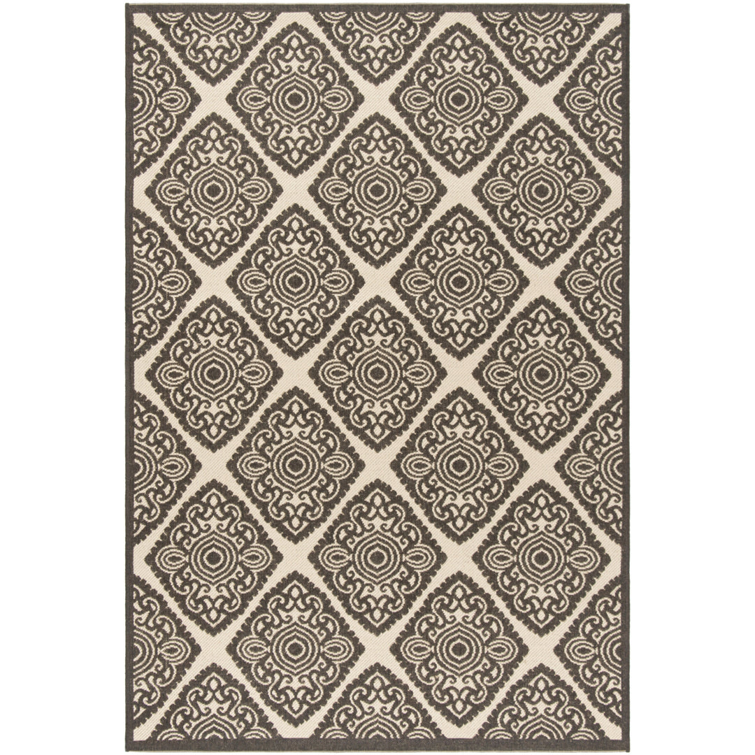 SAFAVIEH Outdoor LND132U Linden Collection Creme / Brown Rug Image 11