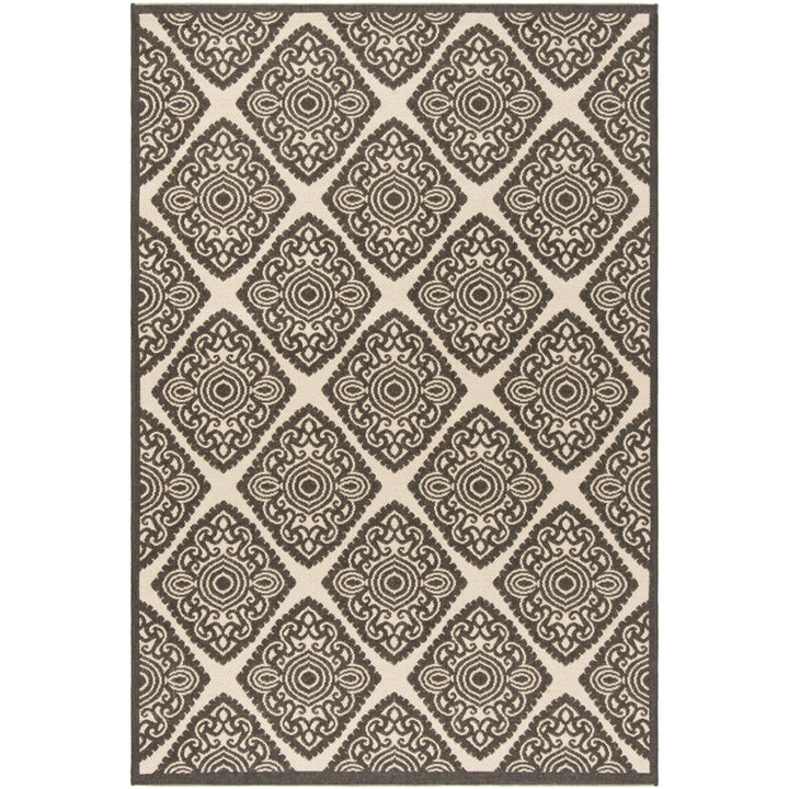 SAFAVIEH Outdoor LND132U Linden Collection Creme / Brown Rug Image 1