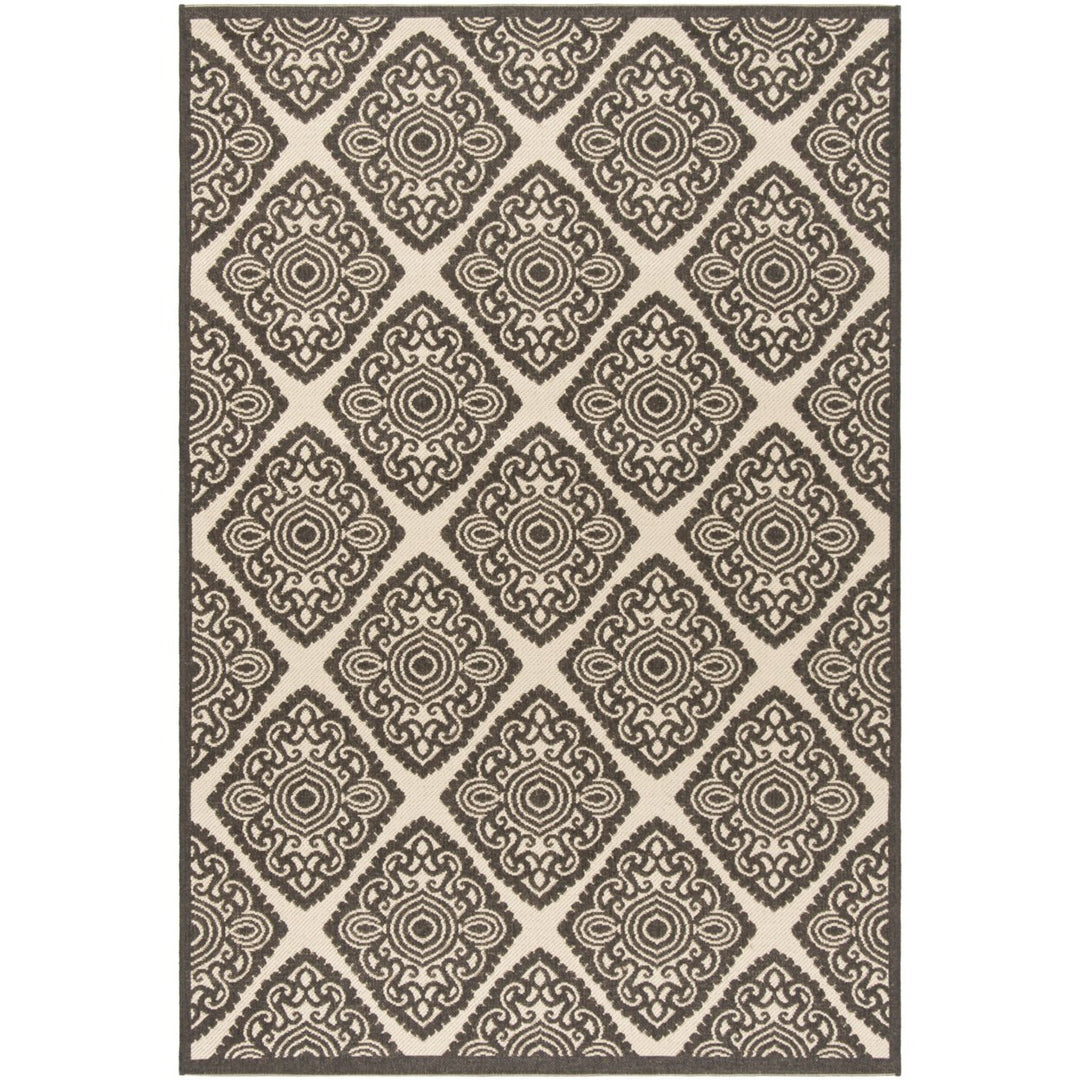 SAFAVIEH Outdoor LND132U Linden Collection Creme / Brown Rug Image 1