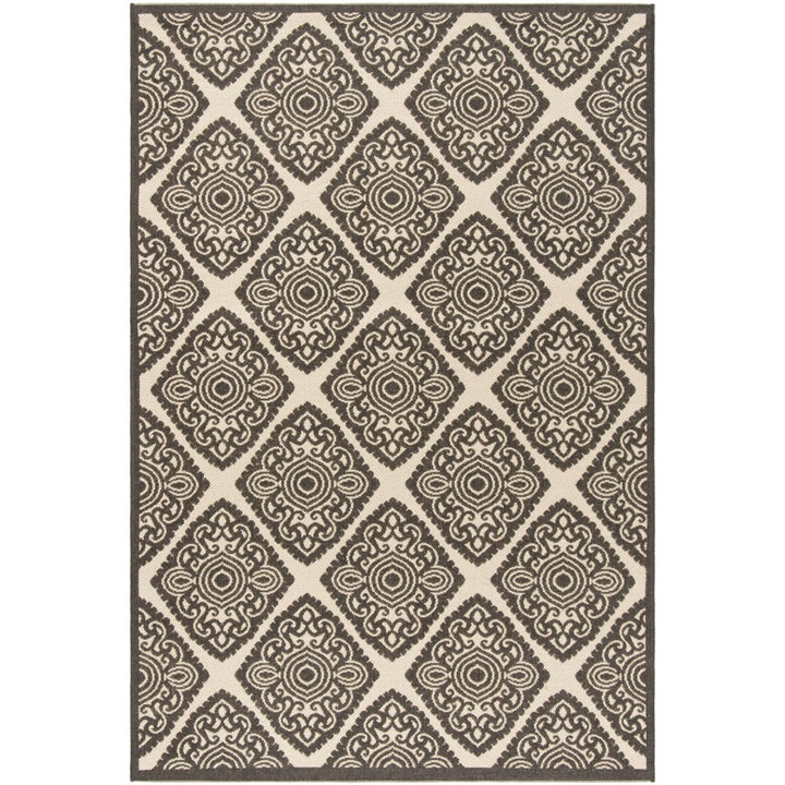 SAFAVIEH Outdoor LND132U Linden Collection Creme / Brown Rug Image 1