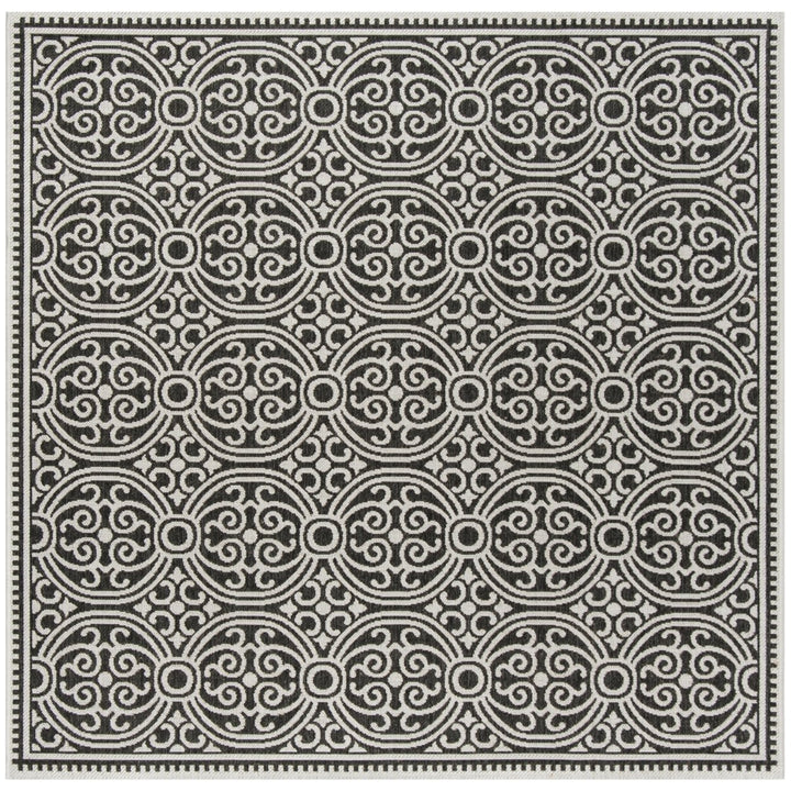 SAFAVIEH Outdoor LND134A Linden Light Grey / Charcoal Rug Image 5