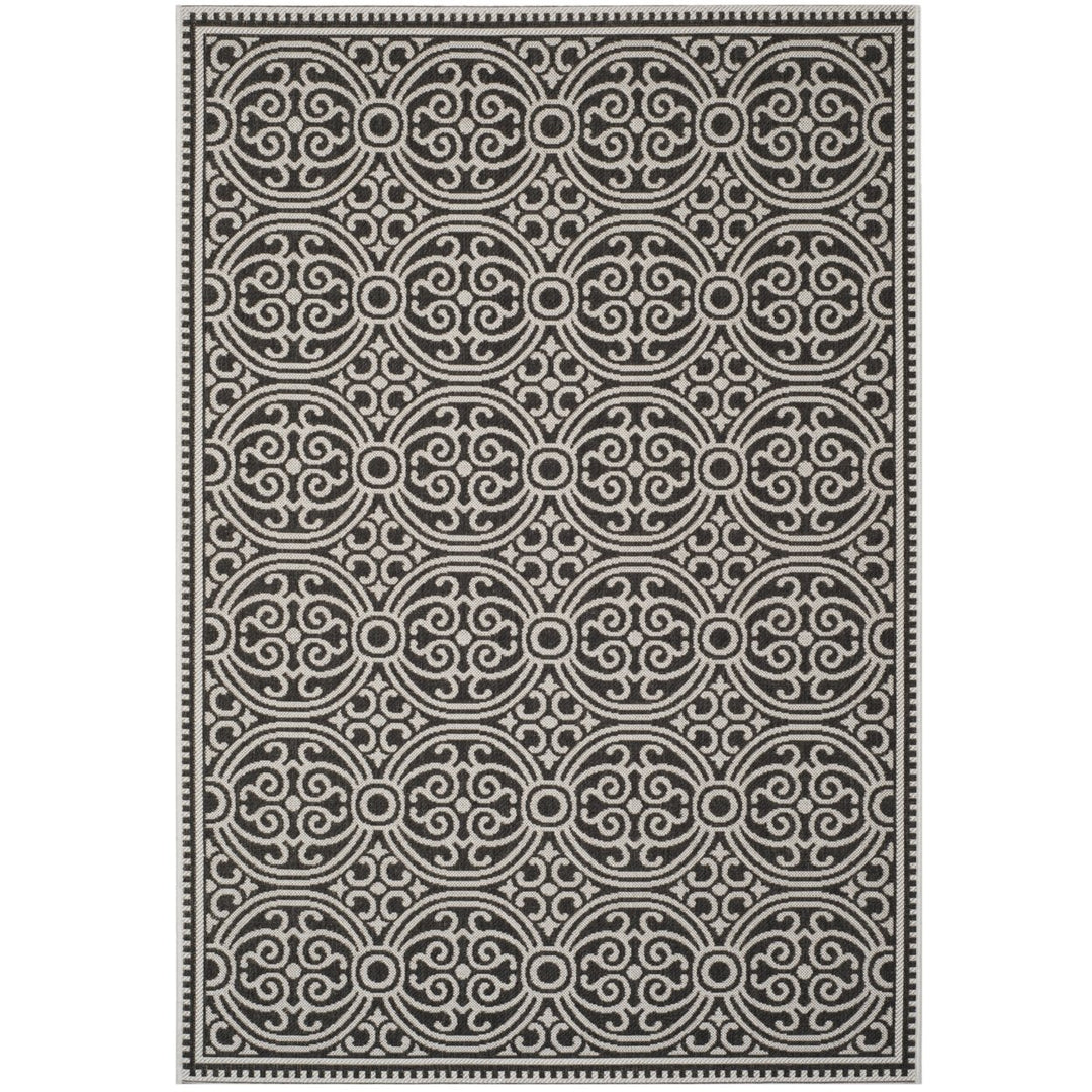 SAFAVIEH Outdoor LND134A Linden Light Grey / Charcoal Rug Image 6