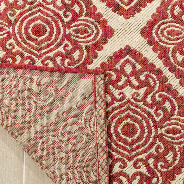 SAFAVIEH Outdoor LND132Q Linden Collection Red / Creme Rug Image 9