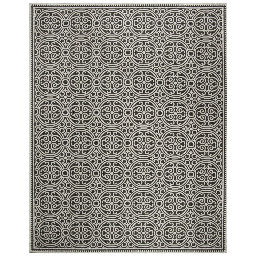 SAFAVIEH Outdoor LND134A Linden Light Grey / Charcoal Rug Image 7