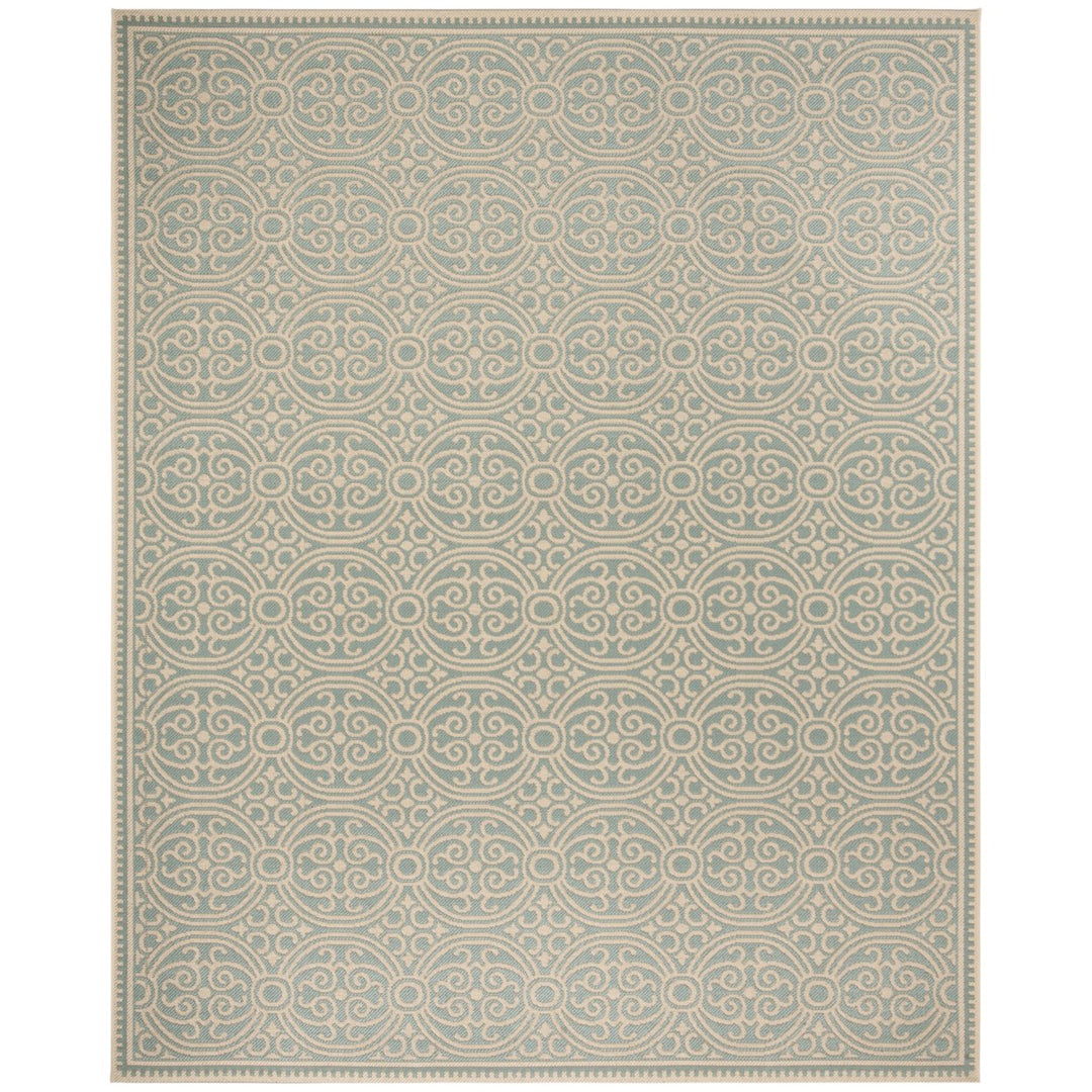 SAFAVIEH Outdoor LND134L Linden Collection Cream / Aqua Rug Image 4