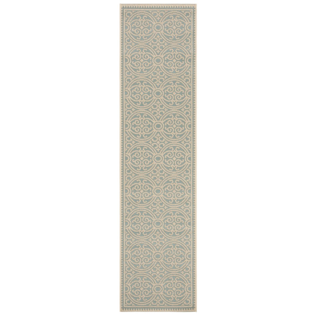 SAFAVIEH Outdoor LND134L Linden Collection Cream / Aqua Rug Image 6