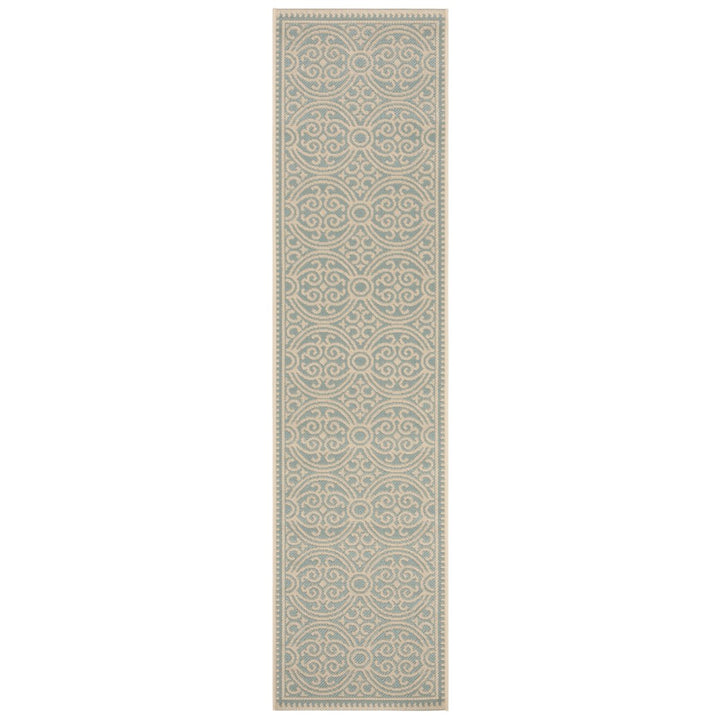 SAFAVIEH Outdoor LND134L Linden Collection Cream / Aqua Rug Image 6