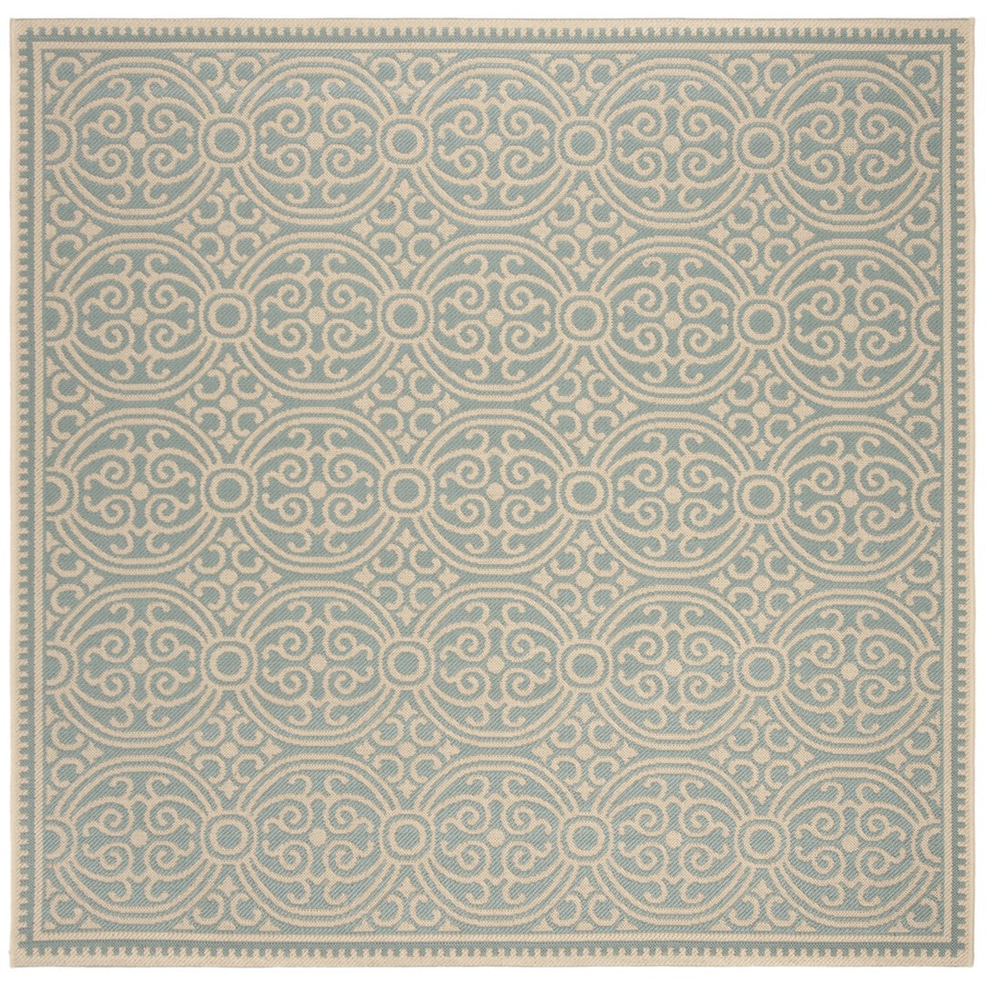 SAFAVIEH Outdoor LND134L Linden Collection Cream / Aqua Rug Image 7