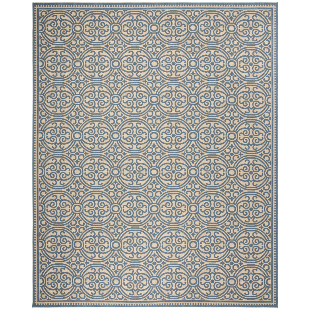 SAFAVIEH Outdoor LND134M Linden Collection Blue / Creme Rug Image 4