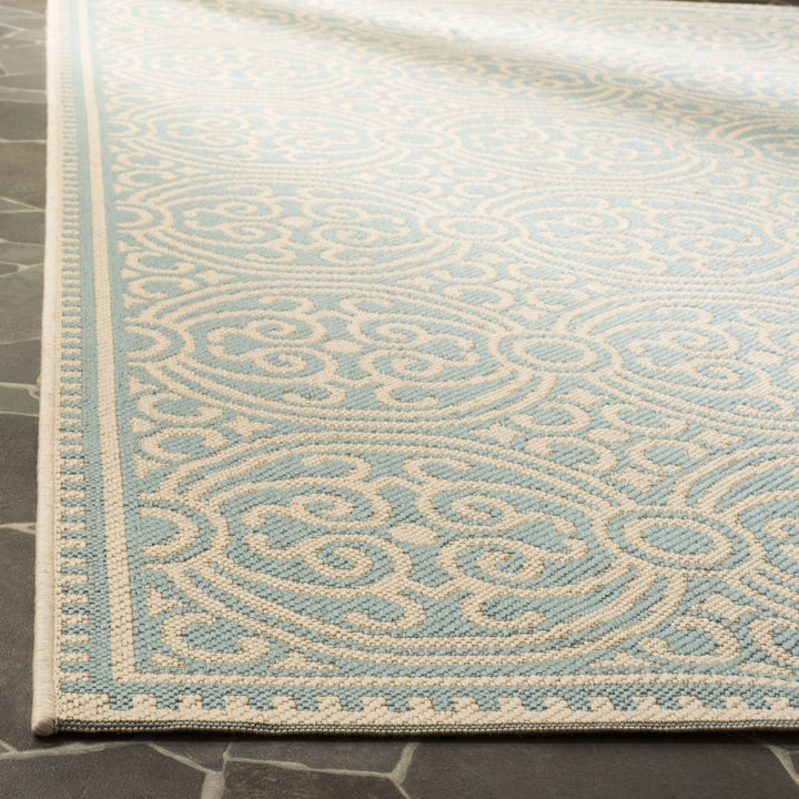 SAFAVIEH Outdoor LND134L Linden Collection Cream / Aqua Rug Image 8