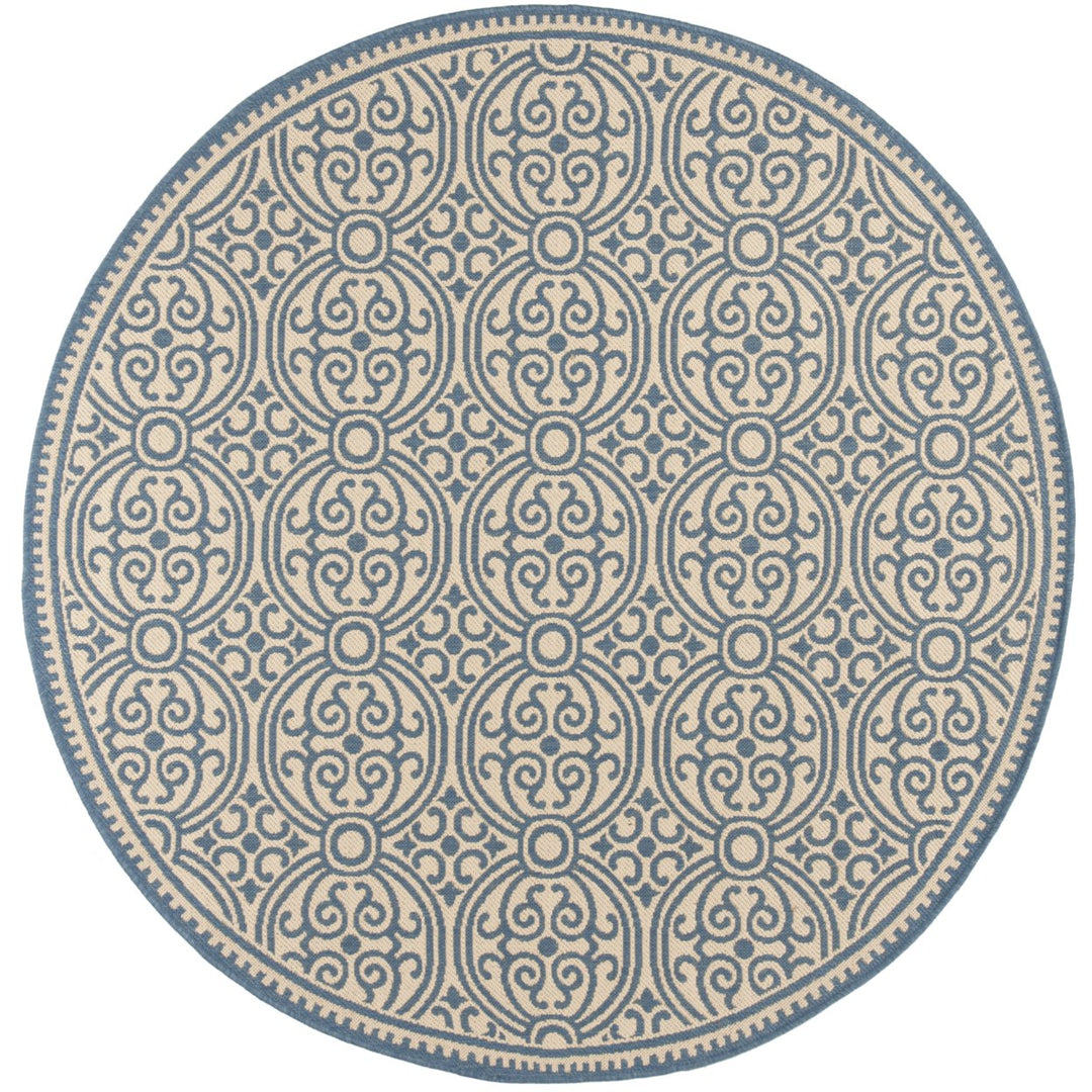 SAFAVIEH Outdoor LND134M Linden Collection Blue / Creme Rug Image 5