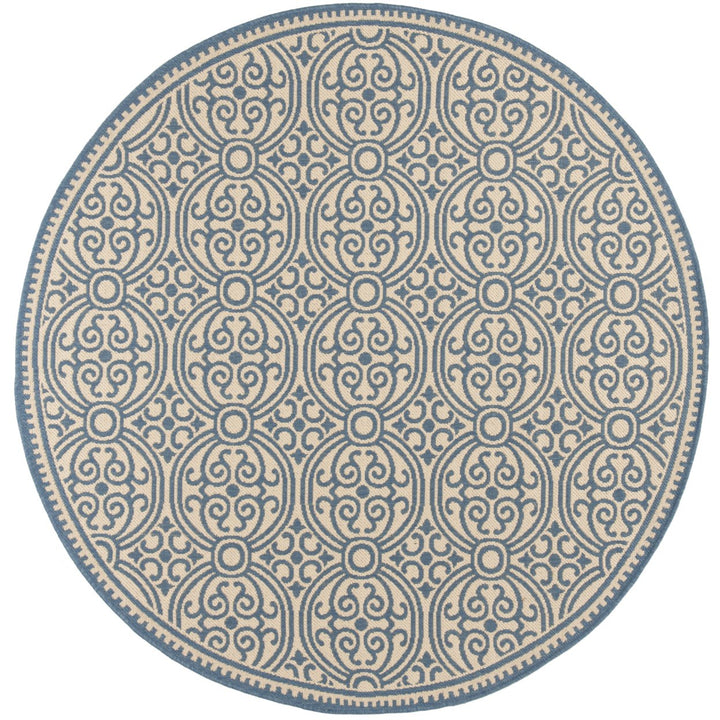 SAFAVIEH Outdoor LND134M Linden Collection Blue / Creme Rug Image 1