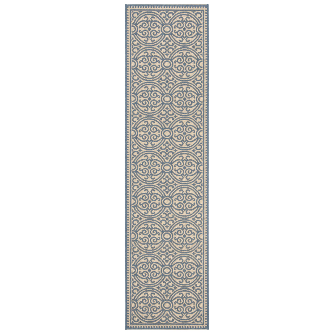 SAFAVIEH Outdoor LND134M Linden Collection Blue / Creme Rug Image 6