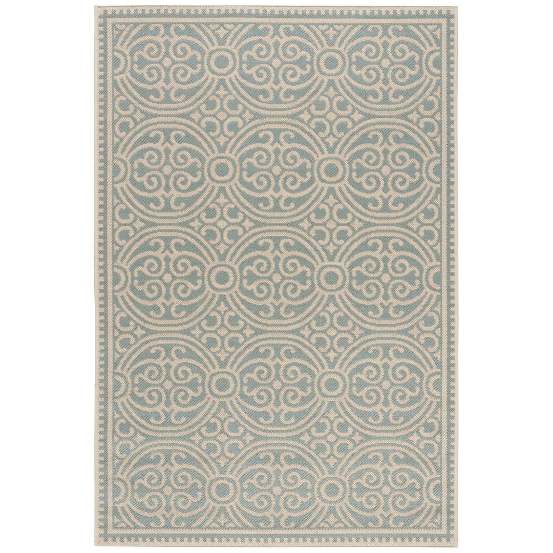 SAFAVIEH Outdoor LND134L Linden Collection Cream / Aqua Rug Image 10