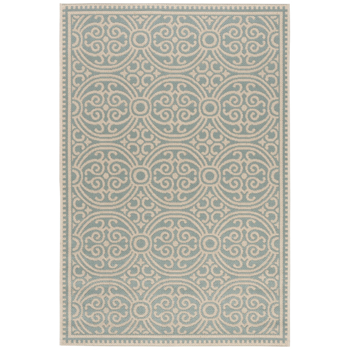 SAFAVIEH Outdoor LND134L Linden Collection Cream / Aqua Rug Image 10