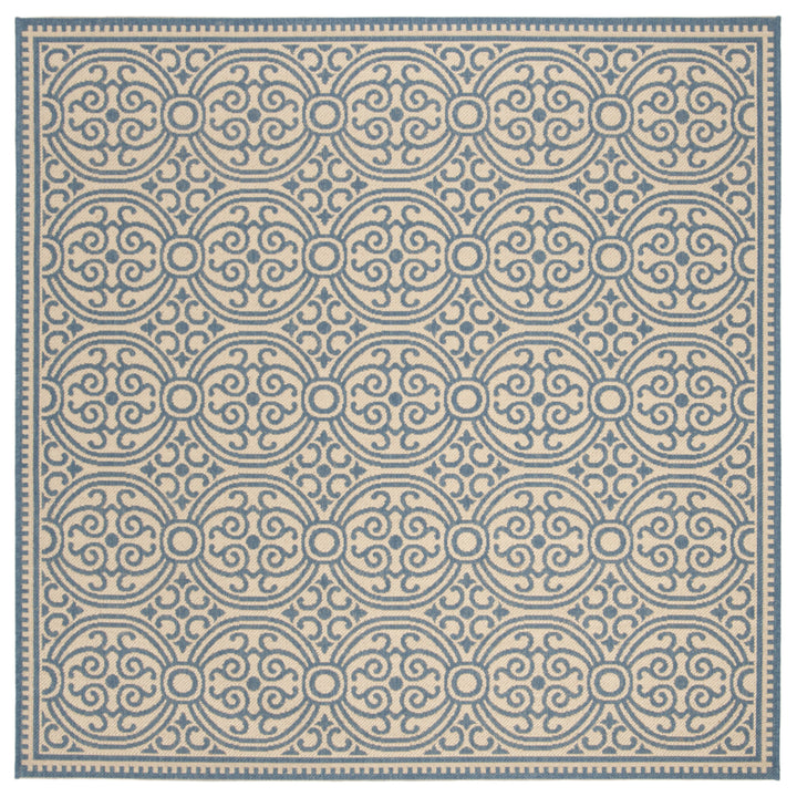 SAFAVIEH Outdoor LND134M Linden Collection Blue / Creme Rug Image 7