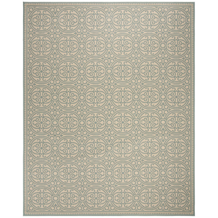 SAFAVIEH Outdoor LND134K Linden Collection Aqua / Cream Rug Image 4