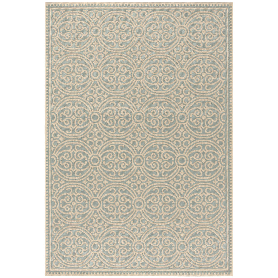 SAFAVIEH Outdoor LND134L Linden Collection Cream / Aqua Rug Image 11