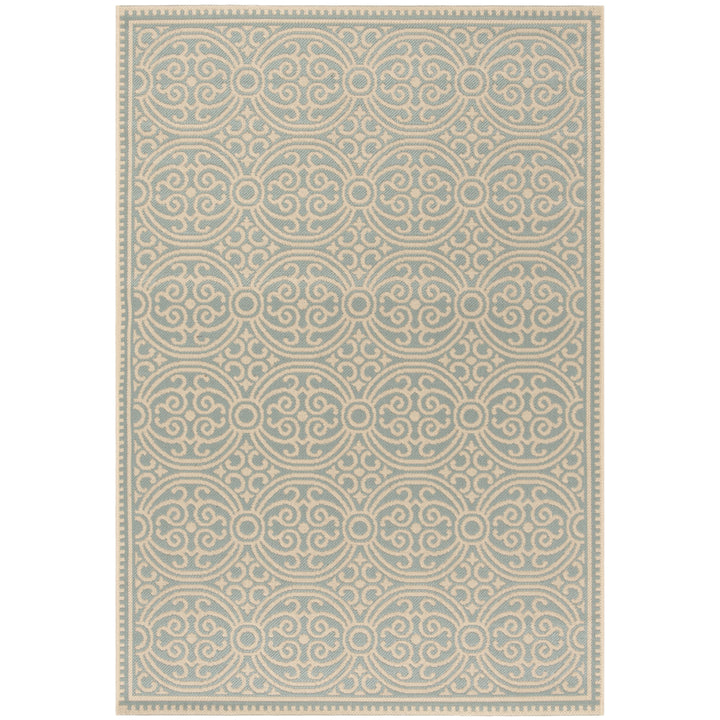 SAFAVIEH Outdoor LND134L Linden Collection Cream / Aqua Rug Image 11