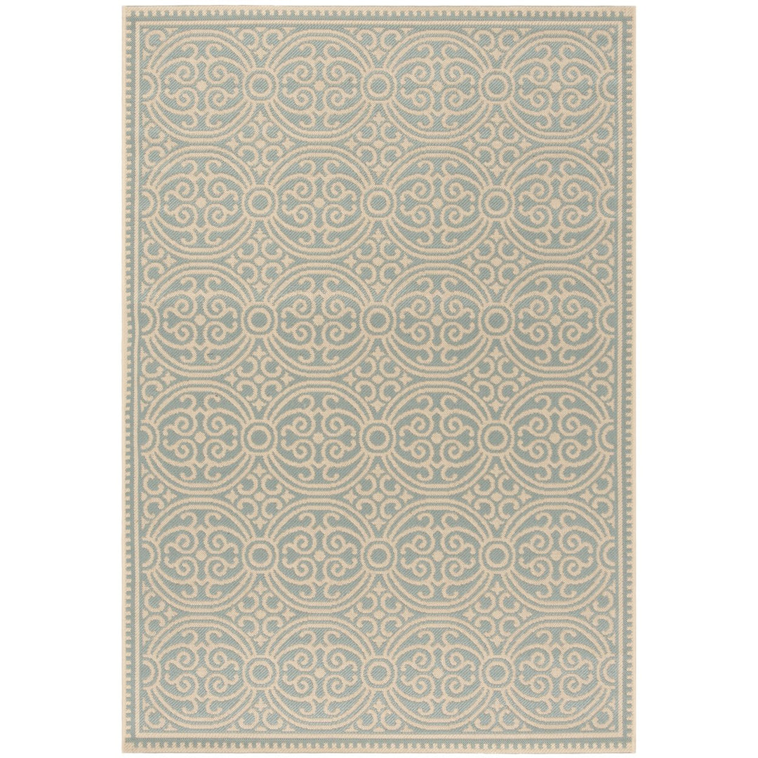 SAFAVIEH Outdoor LND134L Linden Collection Cream / Aqua Rug Image 1