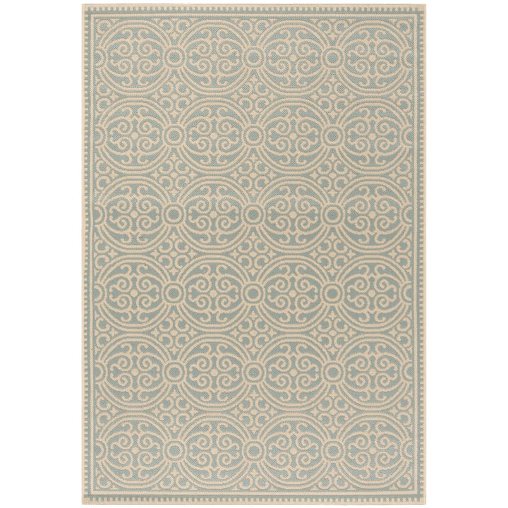 SAFAVIEH Outdoor LND134L Linden Collection Cream / Aqua Rug Image 1