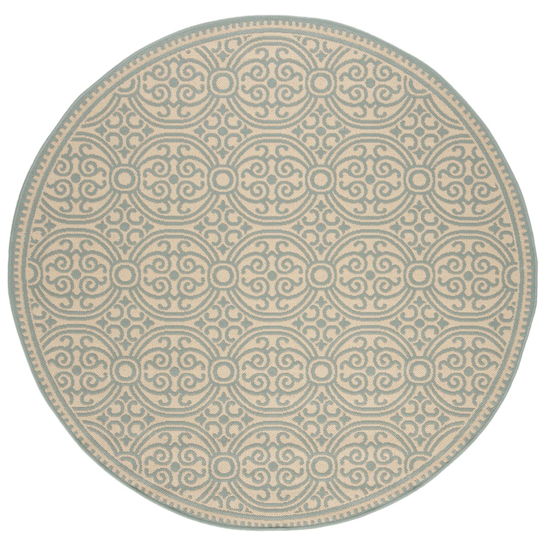 SAFAVIEH Outdoor LND134K Linden Collection Aqua / Cream Rug Image 5