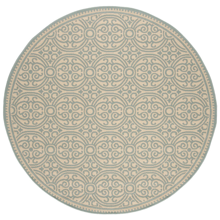 SAFAVIEH Outdoor LND134K Linden Collection Aqua / Cream Rug Image 1